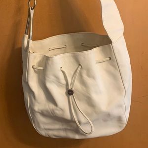 Furla white leather bag with silver, made in Italy